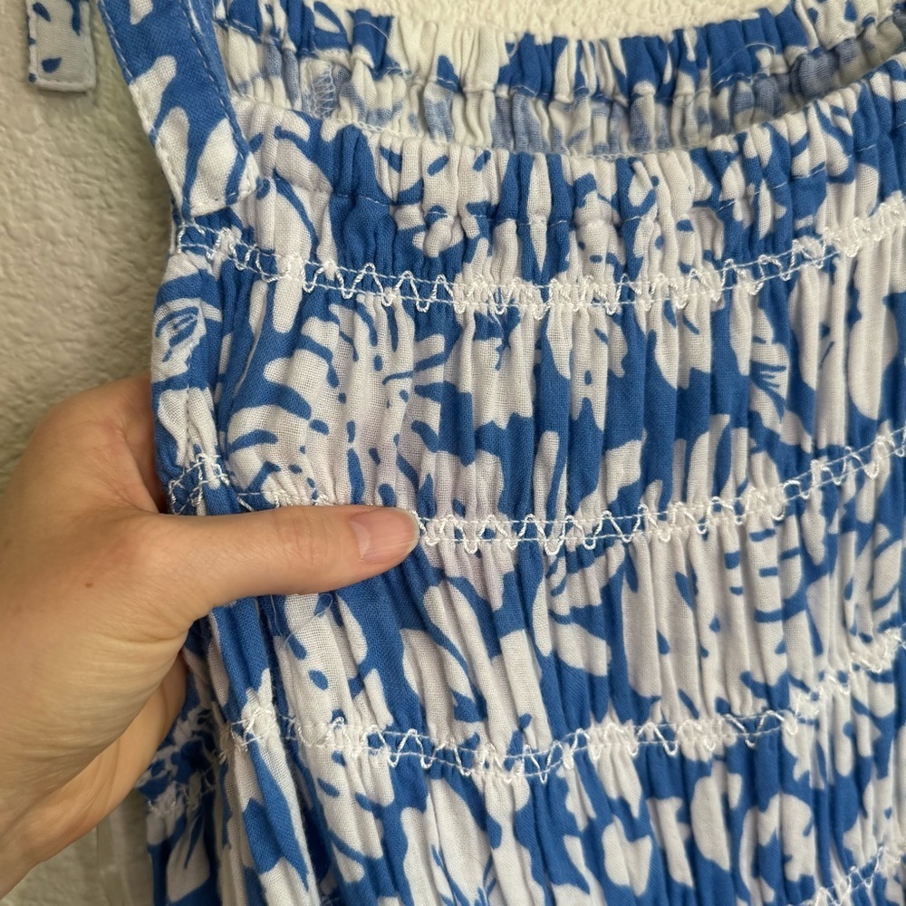 Beachlunchlounge Womens M Tropical Midi Dress Cotton Gauze Blue Vacation‎ - Picture 6 of 11